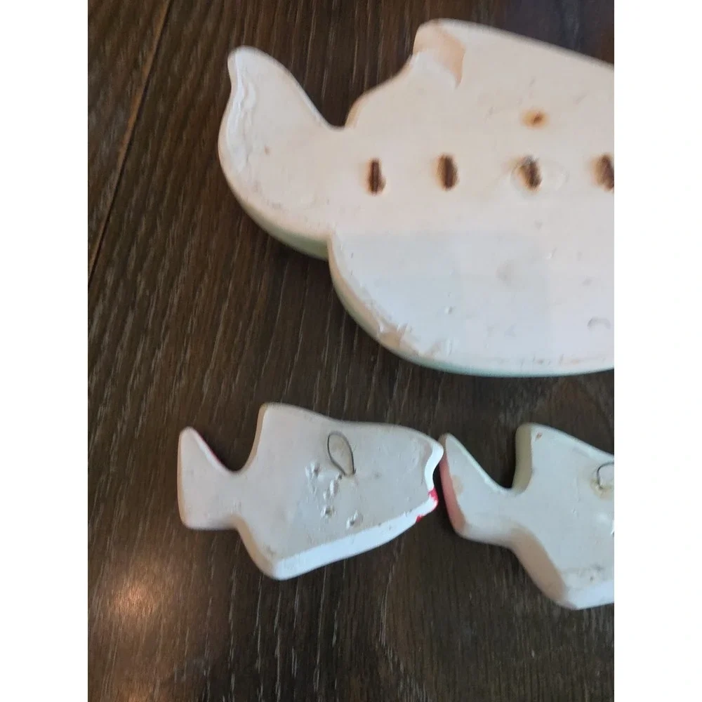 Vintage 1960s Miller Studio Set of 4 Fish Chalkware Wall Art Plaques Decor